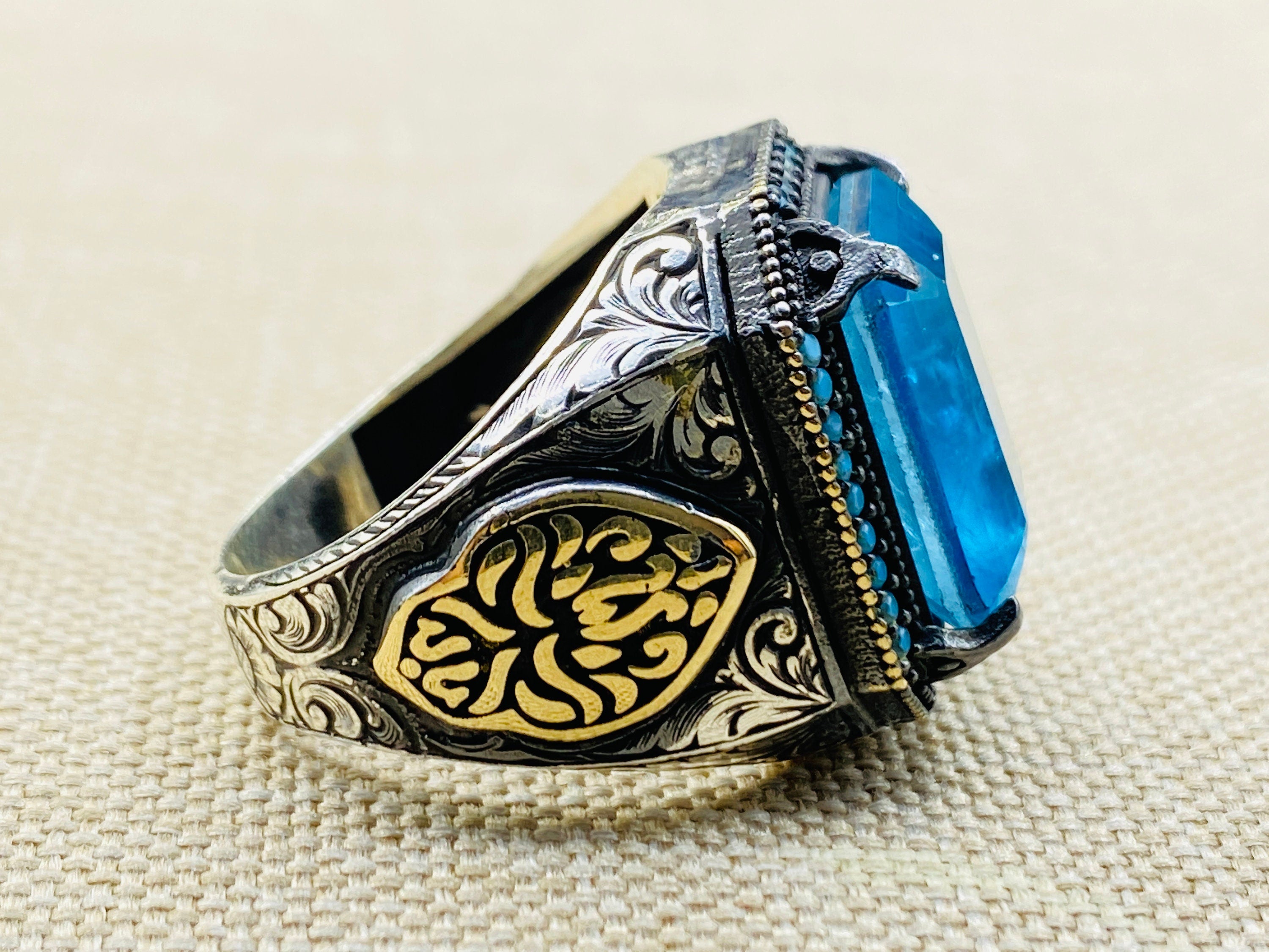 خاتم رجالي بحجر التورمالين