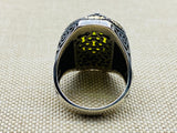 Yellow Tourmaline Men's Silver Ring