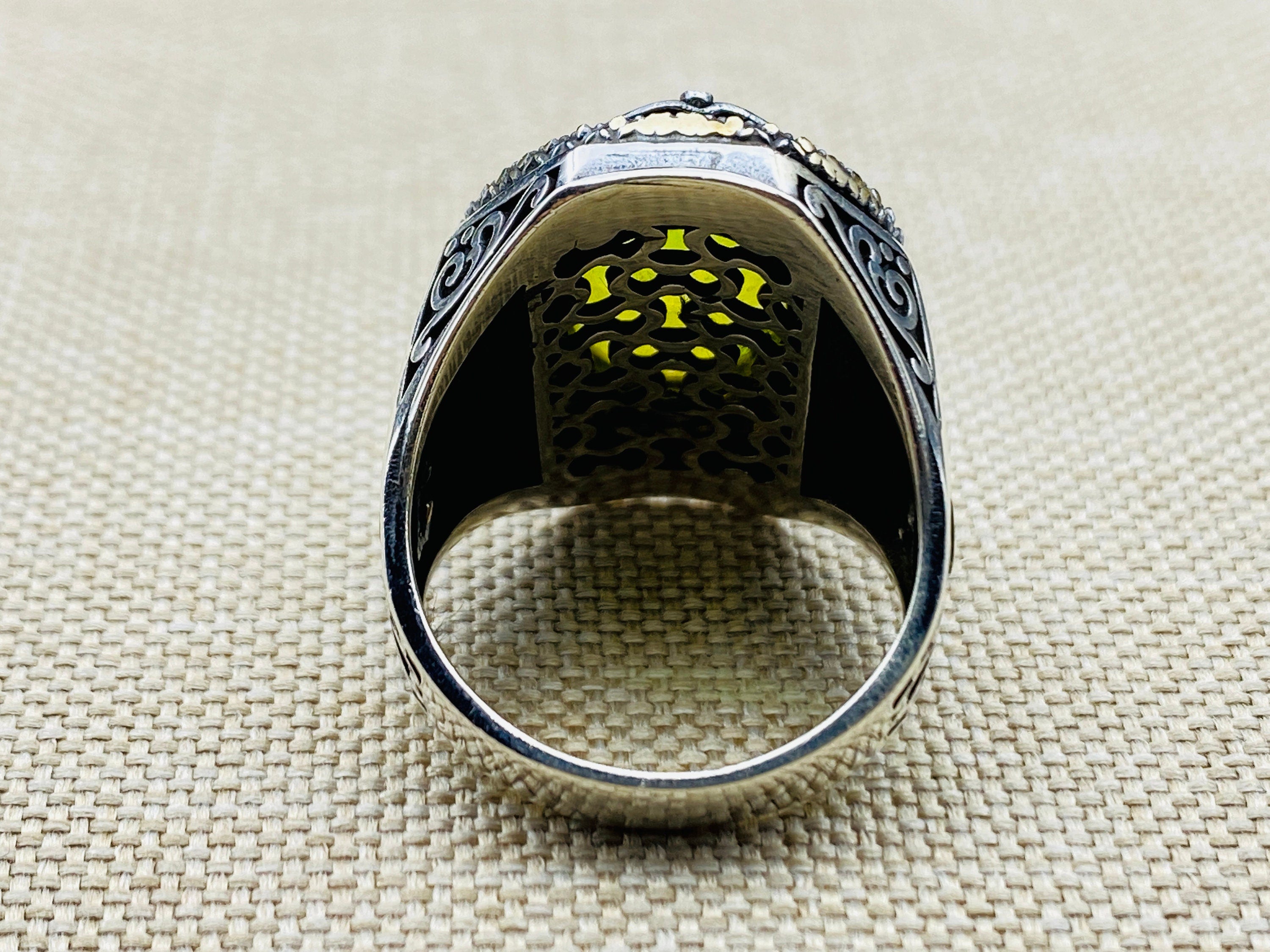 Yellow Tourmaline Men's Silver Ring
