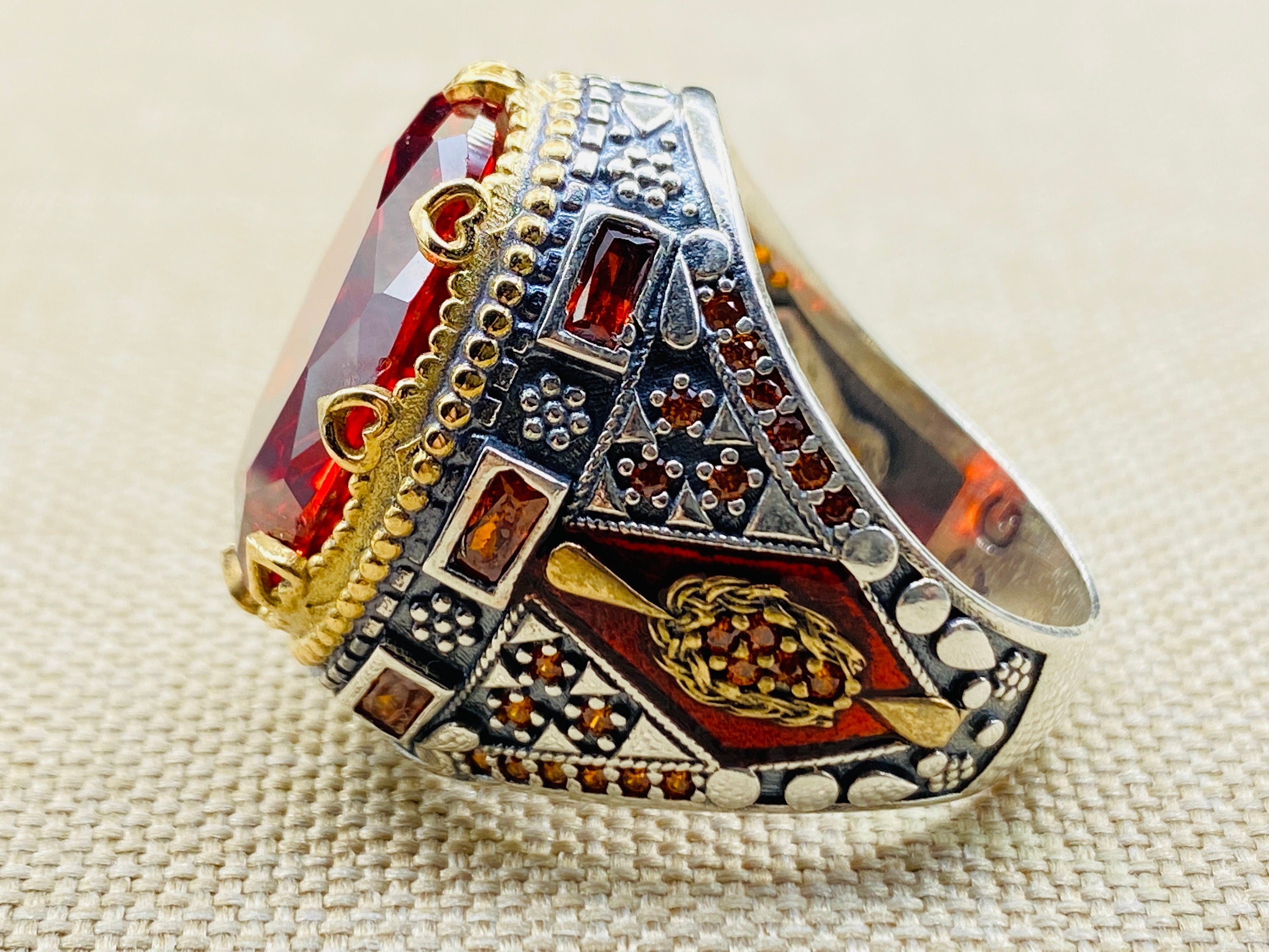 Red Ruby Stone Men's Ring