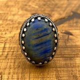 Unique Men's Lapis Lazuli Stone Silver Ring