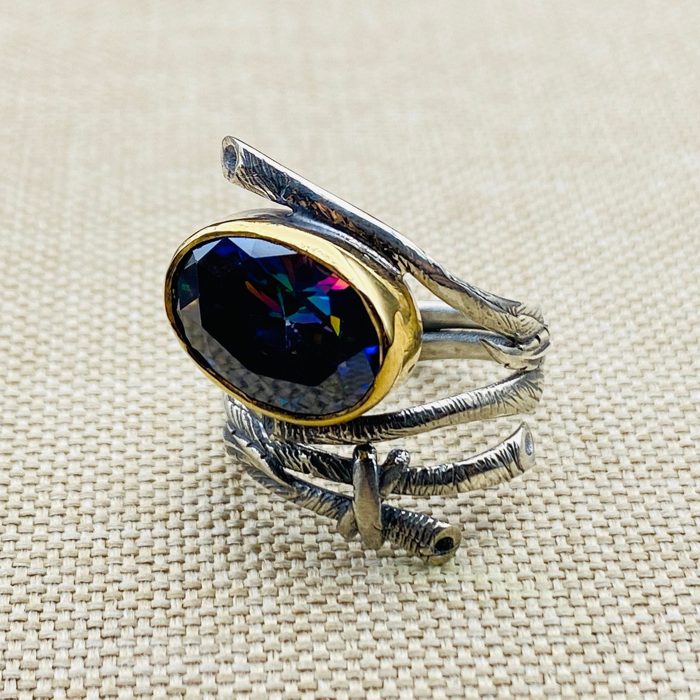 Handmade 925 Sterling Silver Mystic Topaz Statement Ring for Women | Unique, Captivating Jewelry Gift