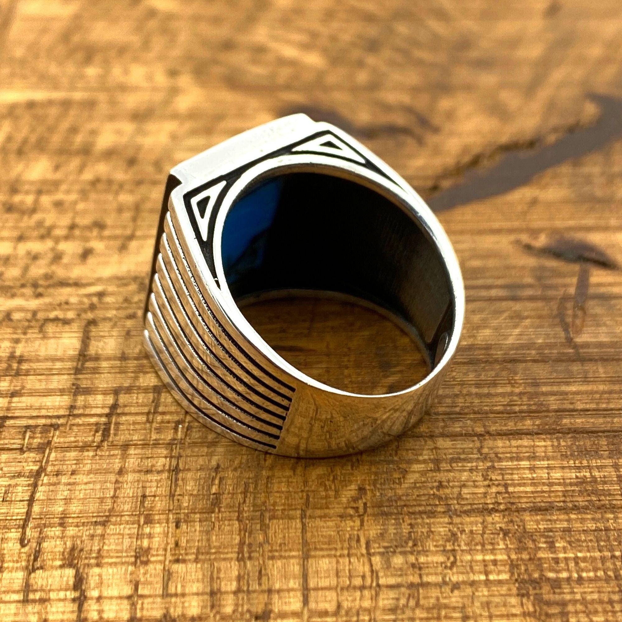 Männer Türkis Stein Handgemachter Silberring