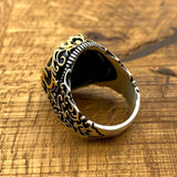 Men's Bold Black Zircon 925 Sterling Silver Ring - Authentic Turkish Handmade Statement Jewelry