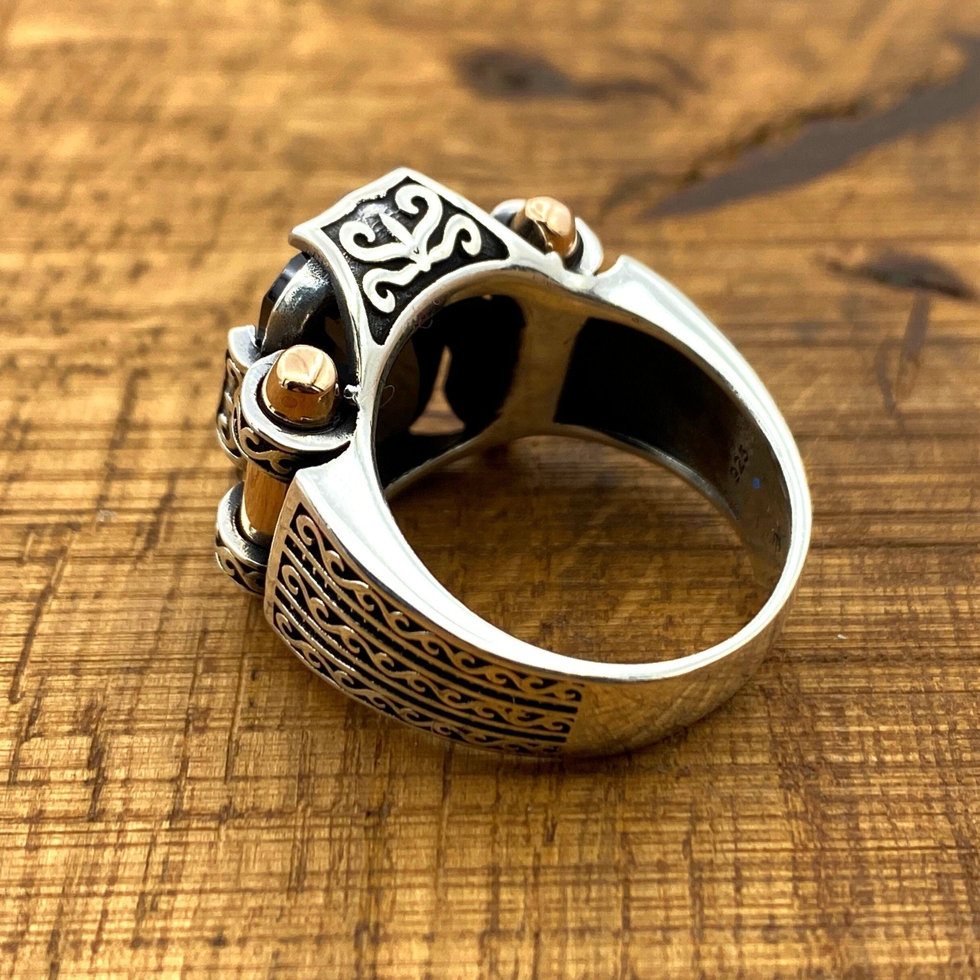 Handmade Men's Turkish Black Onyx Silver Ring