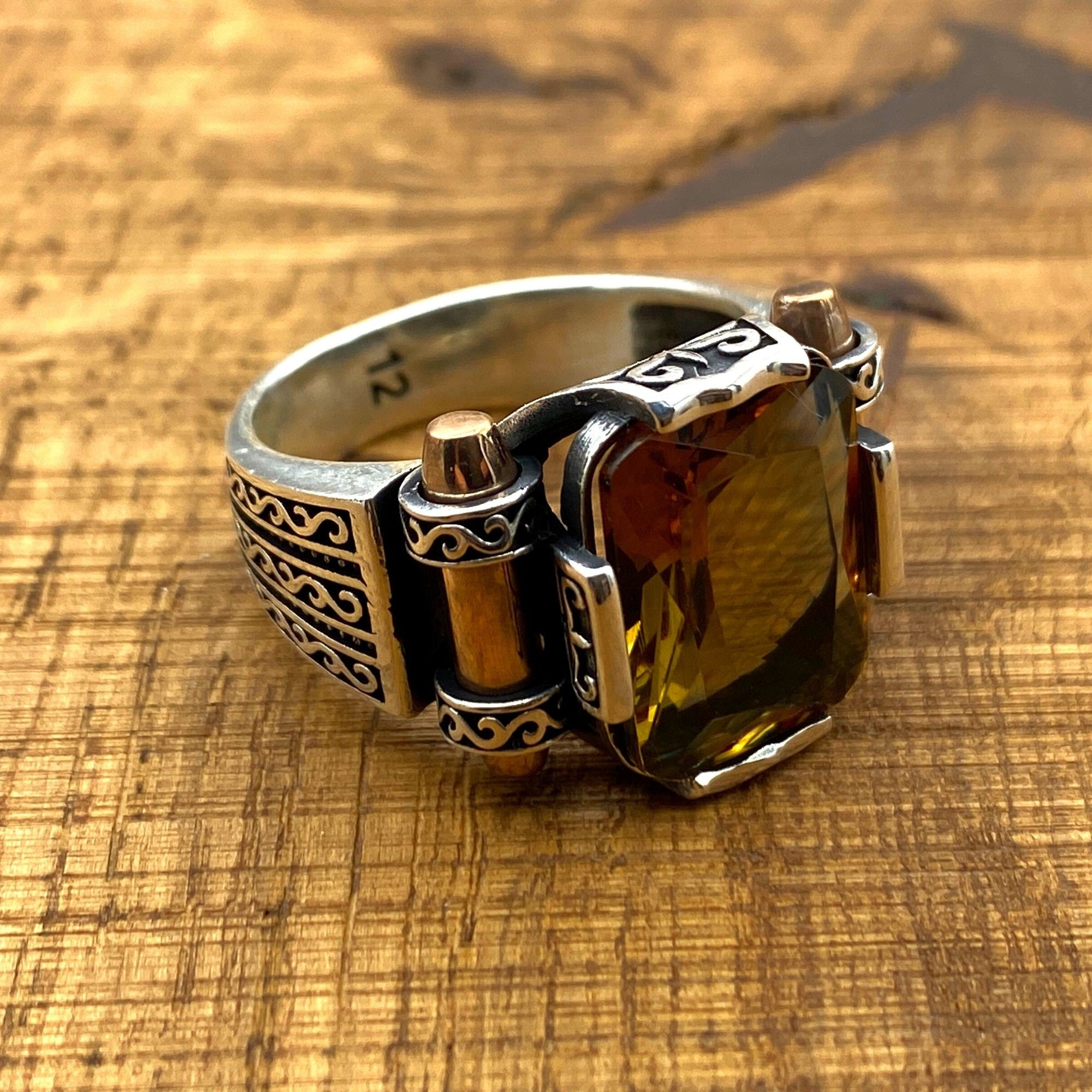 Authentic Turkish Handcrafted Zultanite Men's Ring | 925 Sterling Silver Unique Color-Change Gemstone