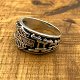 Premium 925 Sterling Silver Harley Davidson Signet Ring for Men - Handmade Biker Jewelry Gift