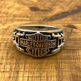 Premium 925 Sterling Silver Harley Davidson Signet Ring for Men - Handmade Biker Jewelry Gift