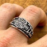 Premium 925 Sterling Silver Harley Davidson Signet Ring for Men - Handmade Biker Jewelry Gift