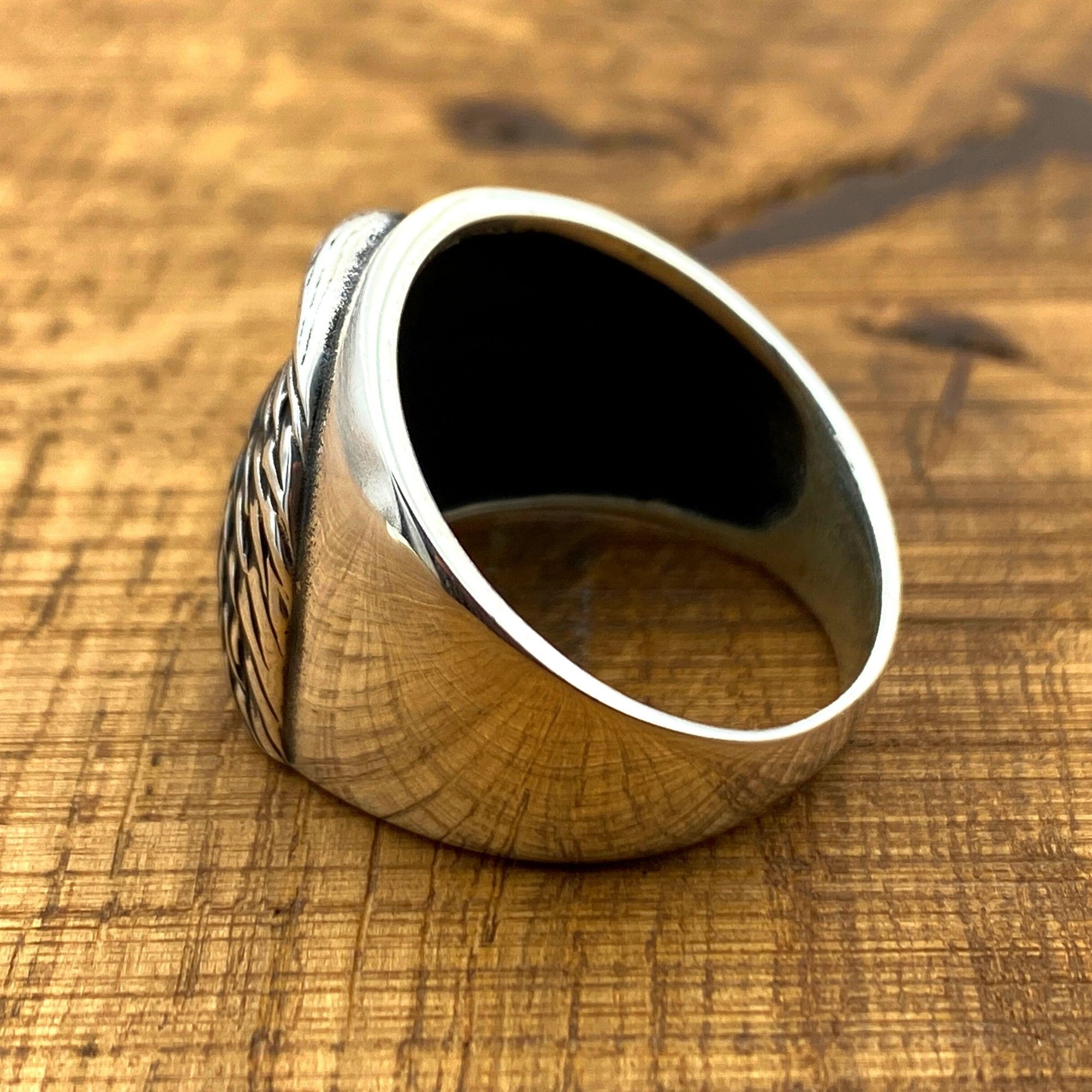 خاتم نسر مميز مصنوع يدويًا من الفضة الإسترلينية 925 للرجال | هدية مجوهرات حيوانية فريدة