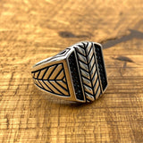 خاتم رجالي من الفضة الإسترلينية مع عقيق ميكرو - مجوهرات تركية يدوية الصنع بتصميم بسيط