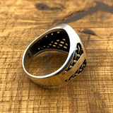 Handmade Men's Sterling Silver Knitted Pattern Ring | Unique 925 Silver Minimalist Jewelry Gift