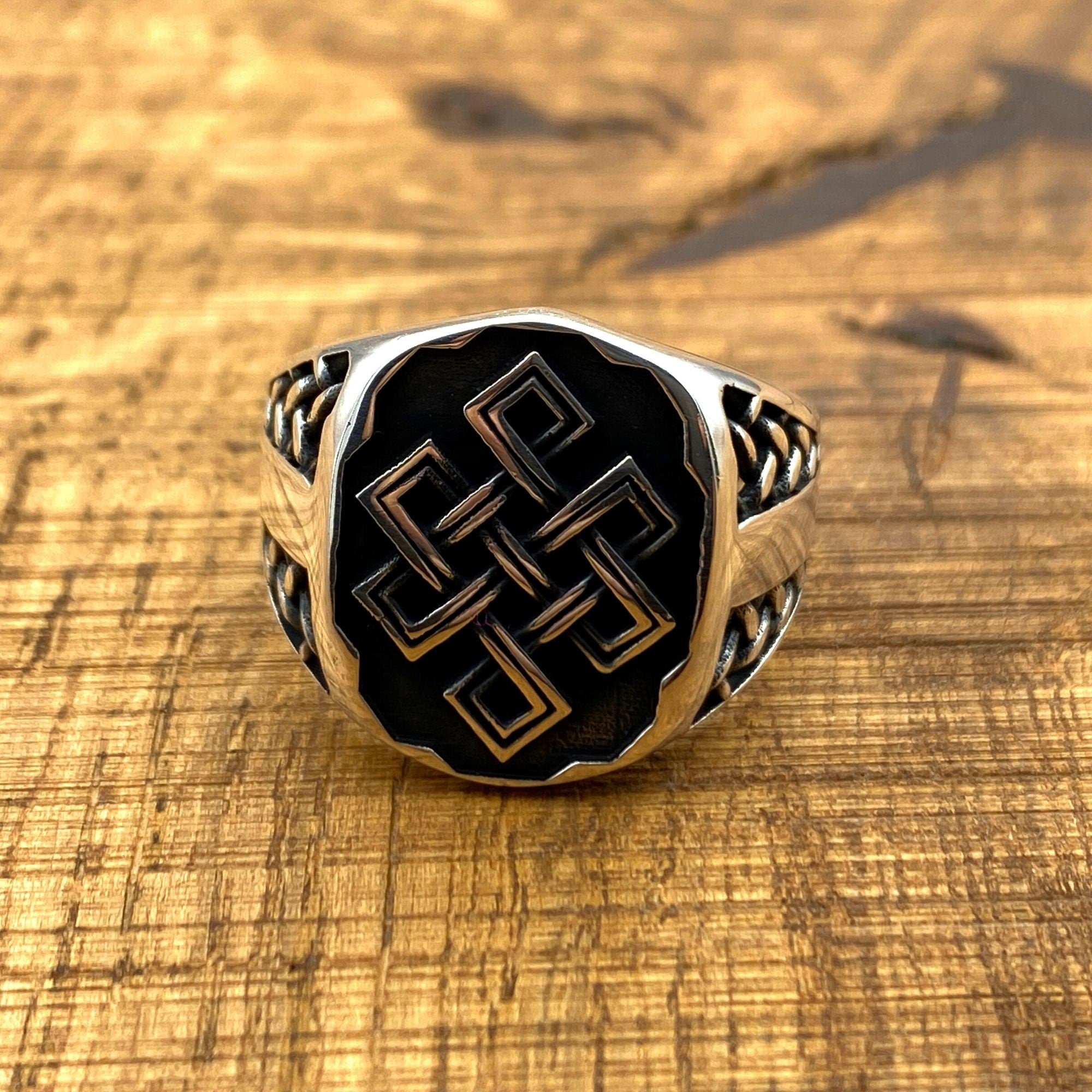 Handmade Men's Sterling Silver Knitted Pattern Ring | Unique 925 Silver Minimalist Jewelry Gift