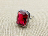 Handmade Turkish Vintage 925 Sterling Silver Ruby Gemstone Ring for Women