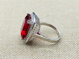 Handmade Turkish Vintage 925 Sterling Silver Ruby Gemstone Ring for Women