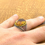 خاتم ألكسندريت تركي يدوي الصنع للرجال | حجر كريم يتغير لونه فضة استرليني 925 على الطراز العثماني