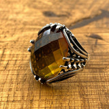 خاتم فضة إسترليني للرجال مصنوع يدويًا بلون زولتانيت متغير | حرفة تركية أصلية | هدية فريدة له