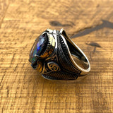 Handcrafted Men's 925 Sterling Silver Mystic Topaz Ring - Bold Statement Piece