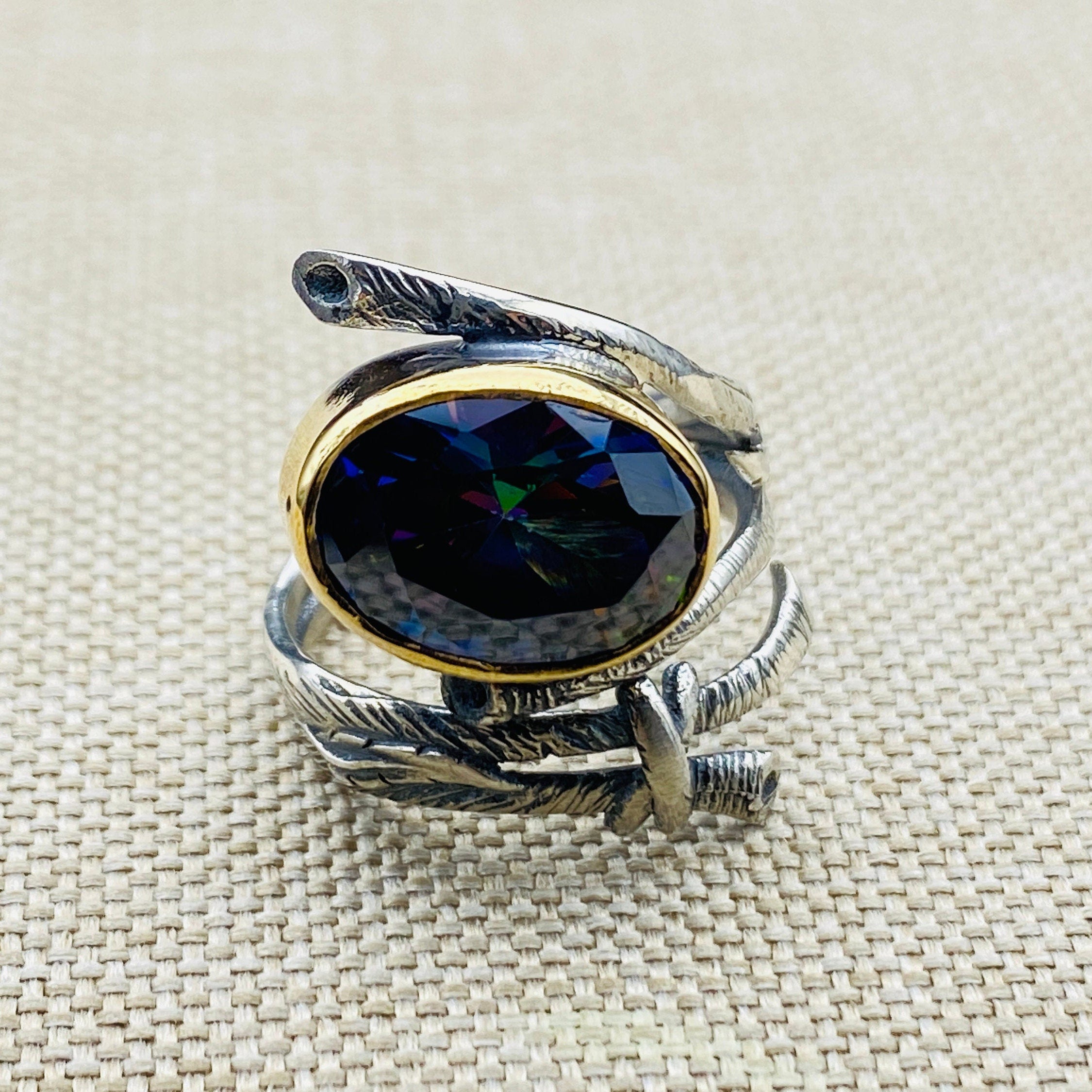 Handmade 925 Sterling Silver Mystic Topaz Statement Ring for Women | Unique, Captivating Jewelry Gift