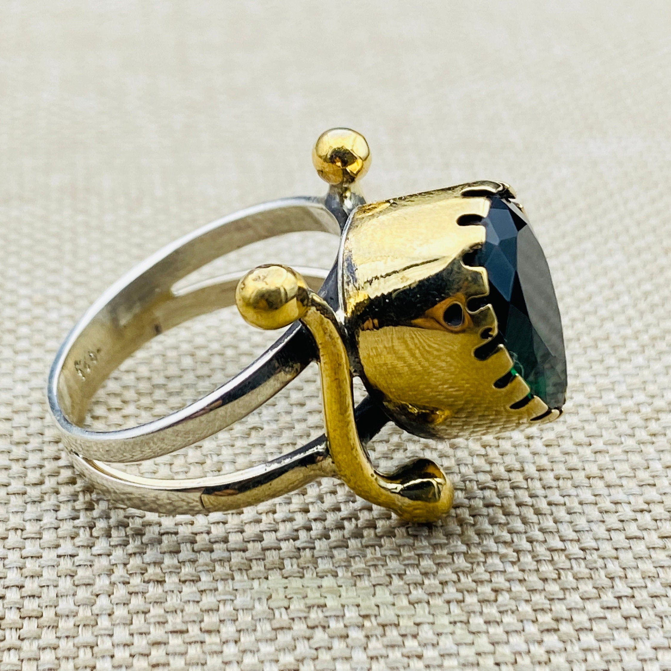 Exquisite Handmade Sterling Silver Green Zircon Ring for Women | Unique Statement & Thoughtful Gift