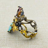 Artisanal 925 Sterling Silver Zultanite & Turquoise Multi-Stone Ring for Women | Handmade Elegant Gift