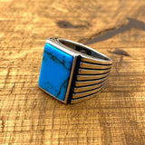 Männer Türkis Stein Handgemachter Silberring