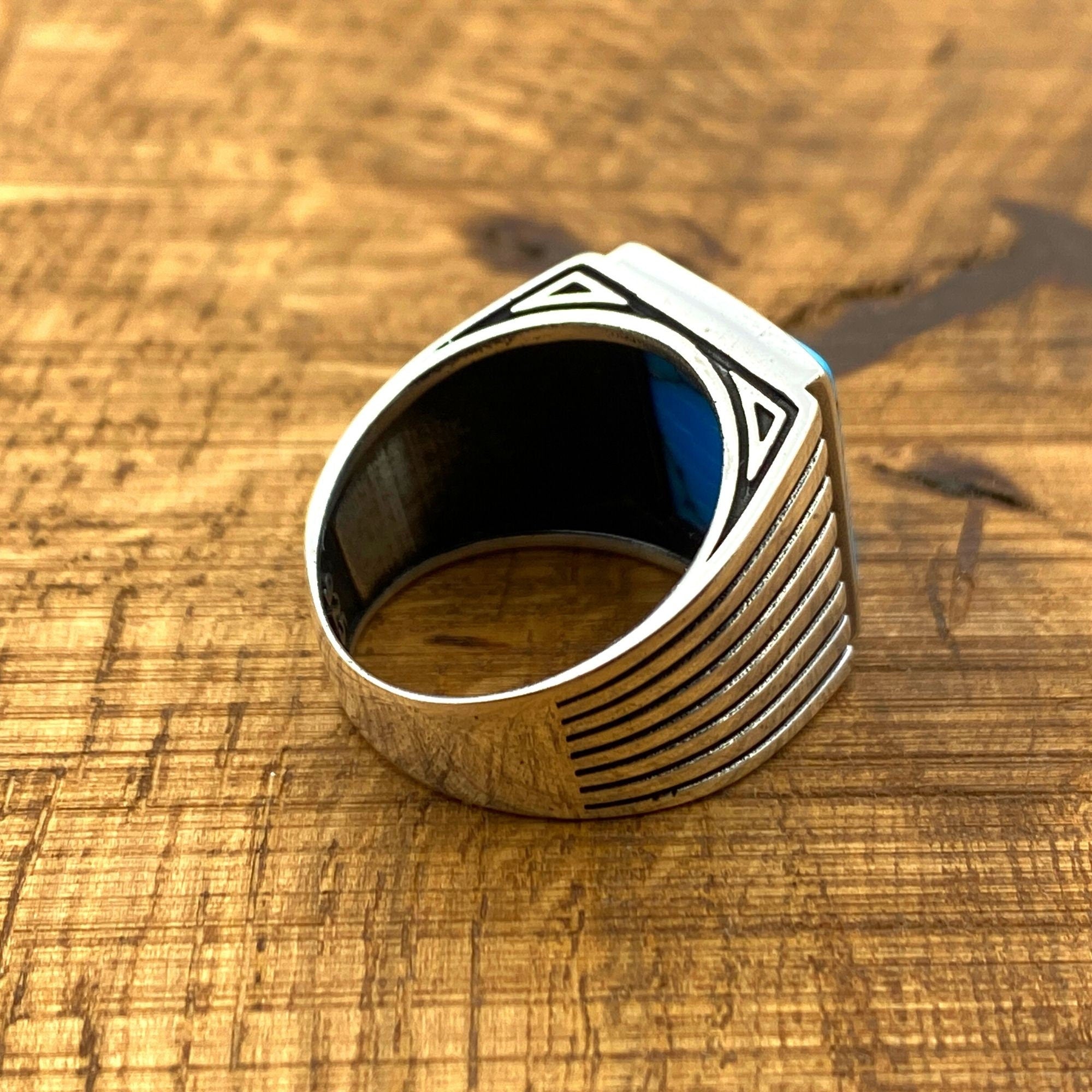 Männer Türkis Stein Handgemachter Silberring