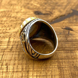 خاتم عين شريرة من الفضة الإسترلينية للرجال مصنوع يدويًا مع الفيروز – هدية واقية وأنيقة له