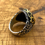 Men's Bold Black Zircon 925 Sterling Silver Ring - Authentic Turkish Handmade Statement Jewelry