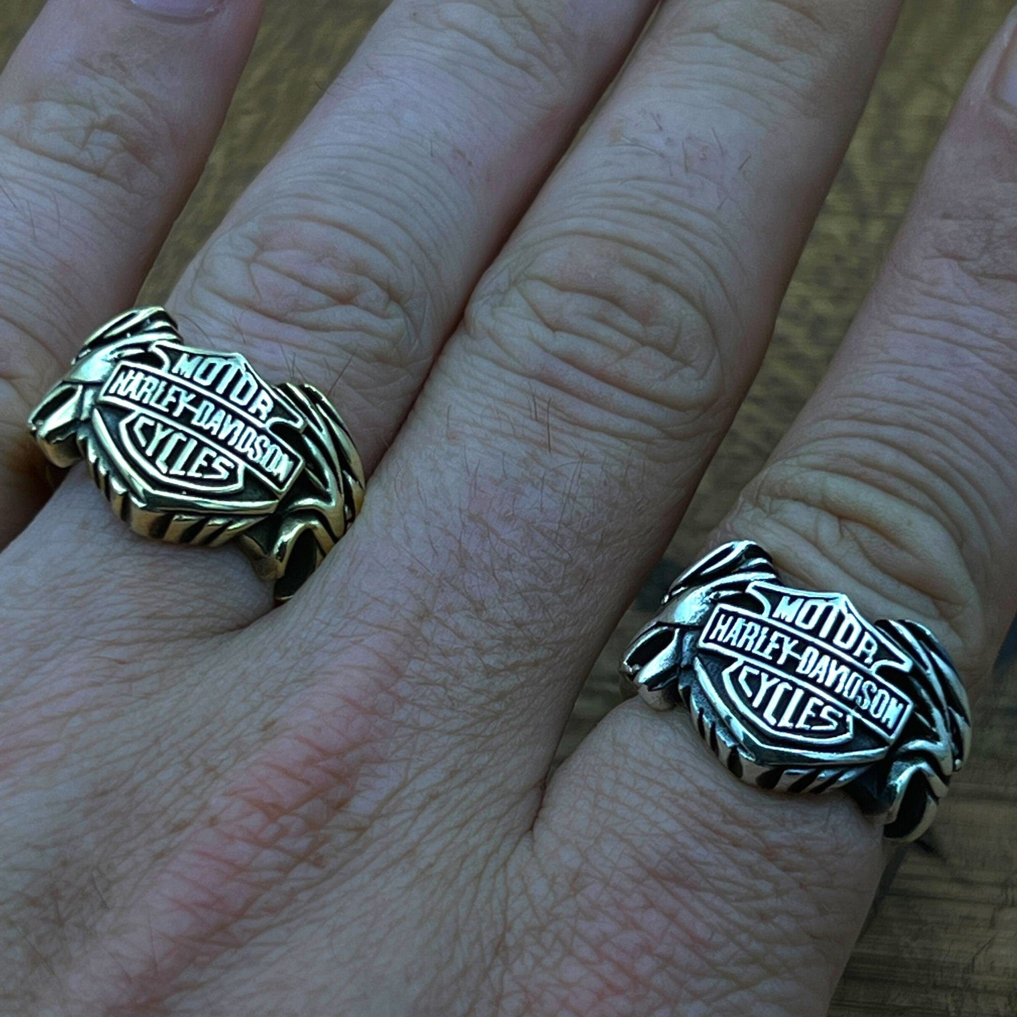 Harley Davidson Inspired 925 Sterling Silver Biker Ring - Unisex Motorcycle Jewelry Gift