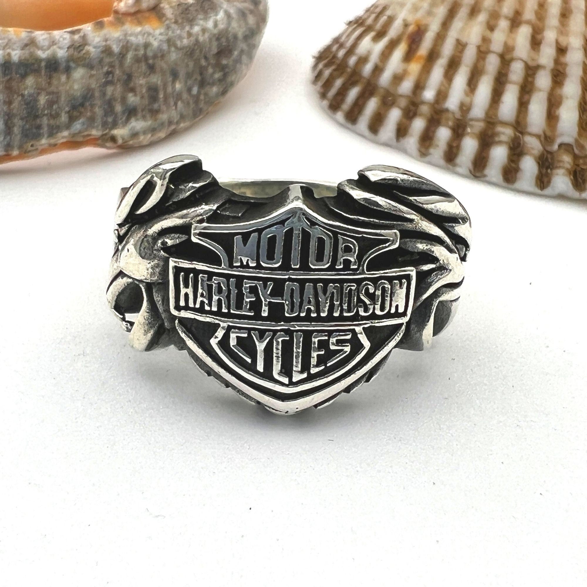 Harley Davidson Inspired 925 Sterling Silver Biker Ring - Unisex Motorcycle Jewelry Gift