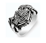 Harley Davidson Inspired 925 Sterling Silver Biker Ring - Unisex Motorcycle Jewelry Gift