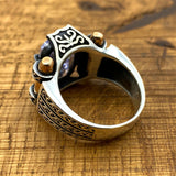 خاتم رجالي تركي يدوي الصنع من الفضة الإسترلينية 925 بحجر الزركون - هدية فريدة بحجر كريم أبيض