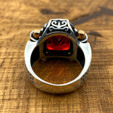 Turkish Handmade Men's Red Ruby Ring | 925 Sterling Silver Gemstone Gift for Him