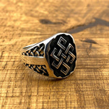 Handmade Men's Sterling Silver Knitted Pattern Ring | Unique 925 Silver Minimalist Jewelry Gift
