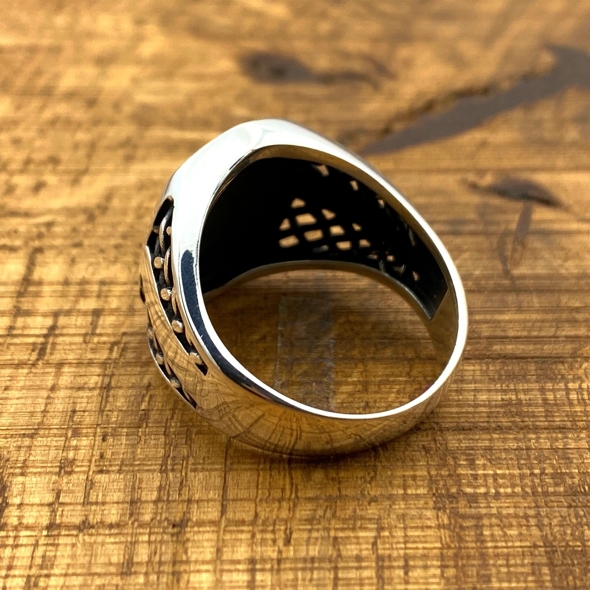 Handmade Men's Sterling Silver Knitted Pattern Ring | Unique 925 Silver Minimalist Jewelry Gift