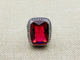 Handmade Turkish Vintage 925 Sterling Silver Ruby Gemstone Ring for Women