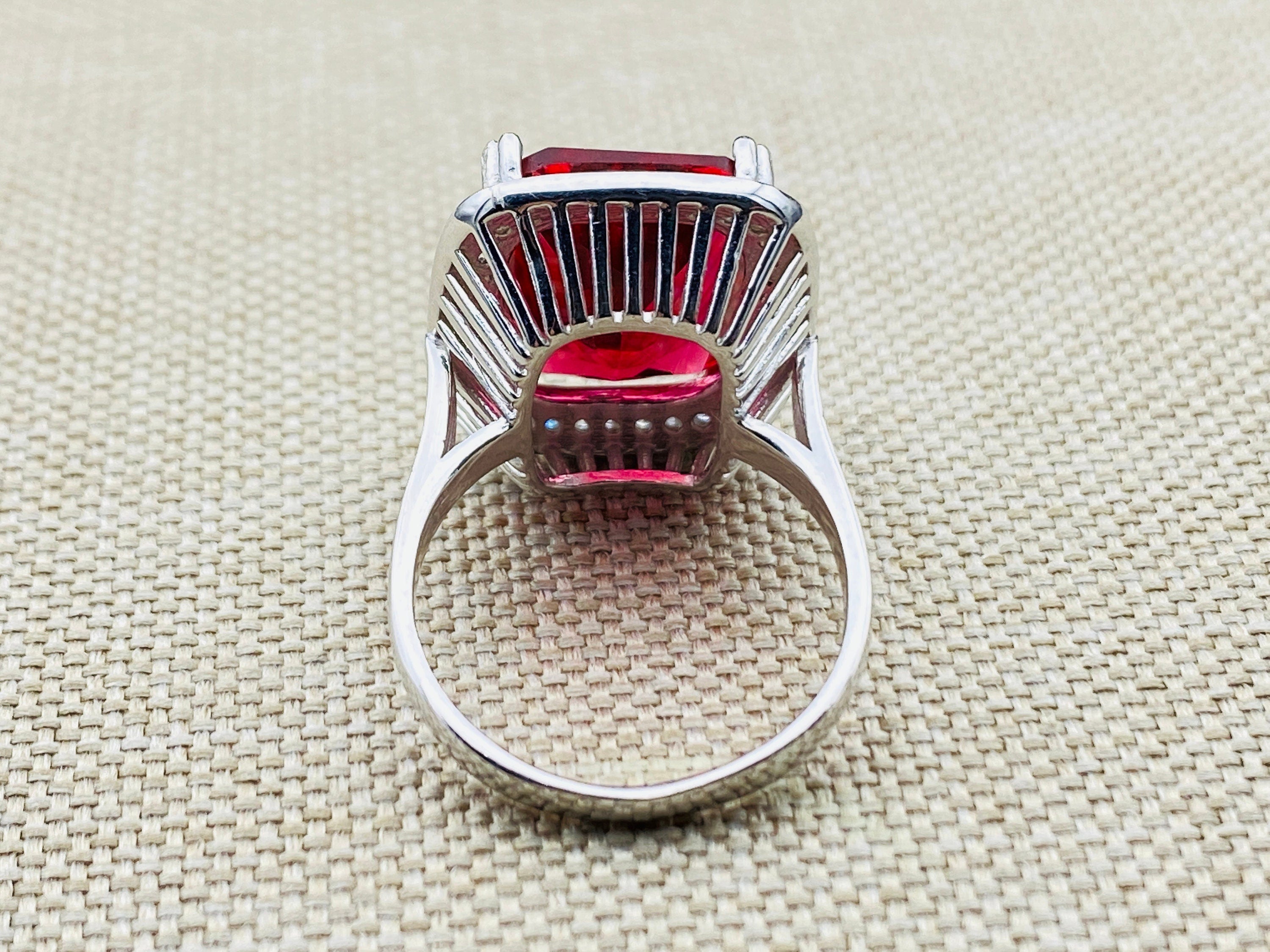 Handmade Turkish Vintage 925 Sterling Silver Ruby Gemstone Ring for Women