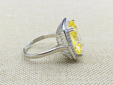 Handmade Vintage-Inspired 925 Sterling Silver Citrine Ring for Women - Radiant Yellow Gemstone