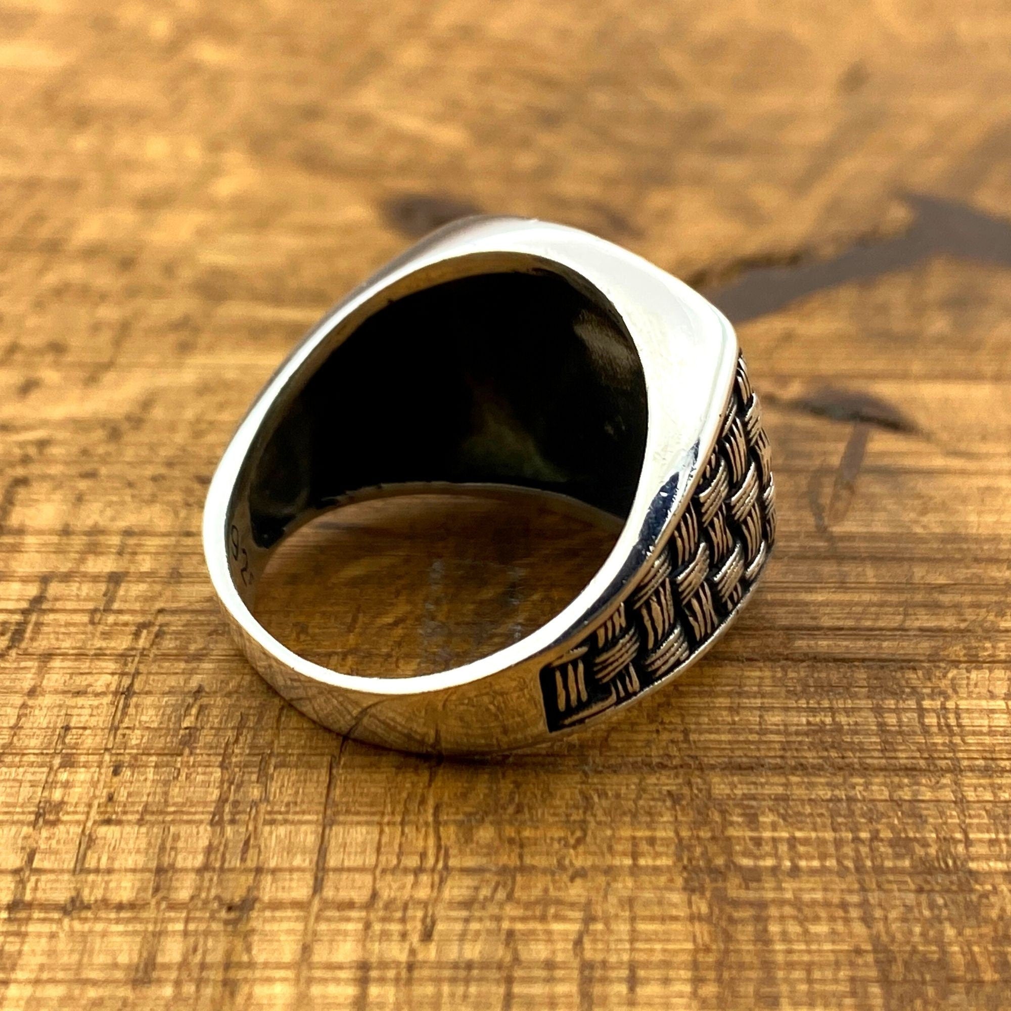 Turkish Handmade 925 Sterling Silver Men's Knitting Pattern Ring - Unique Minimalist Gift for Him