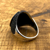 Distinctive Men's Helmet Ring | Handcrafted 925 Sterling Silver & Black Onyx