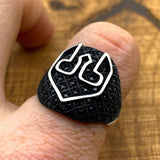 Distinctive Men's Helmet Ring | Handcrafted 925 Sterling Silver & Black Onyx