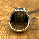 Men's Authentic Turkish Ottoman Style Aquamarine 925 Sterling Silver Ring