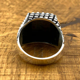 Turkish Handmade 925 Sterling Silver Men's Black Zircon Statement Ring | Unique Gift for Him