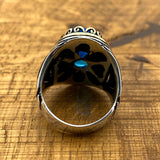 Men's Premium Handmade Turkish 925 Sterling Silver Oval Aquamarine Ring