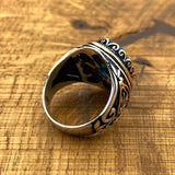 Men's Premium Handmade Turkish 925 Sterling Silver Oval Aquamarine Ring