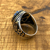 Men's Premium Handmade Turkish 925 Sterling Silver Oval Aquamarine Ring