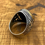 خاتم رجالي تركي أصلي من الفيروز الأحمر 925 فضة استرلينية مصنوع يدويًا بيان