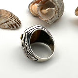 Men's Handmade 925 Sterling Silver Tiger's Eye Eagle Ring | Authentic Turkish Craftsmanship