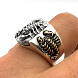 خاتم رجالي تركي يدوي من الفضة الإسترلينية 925 على طراز العثماني بشكل عقرب مع حجر الفيروز